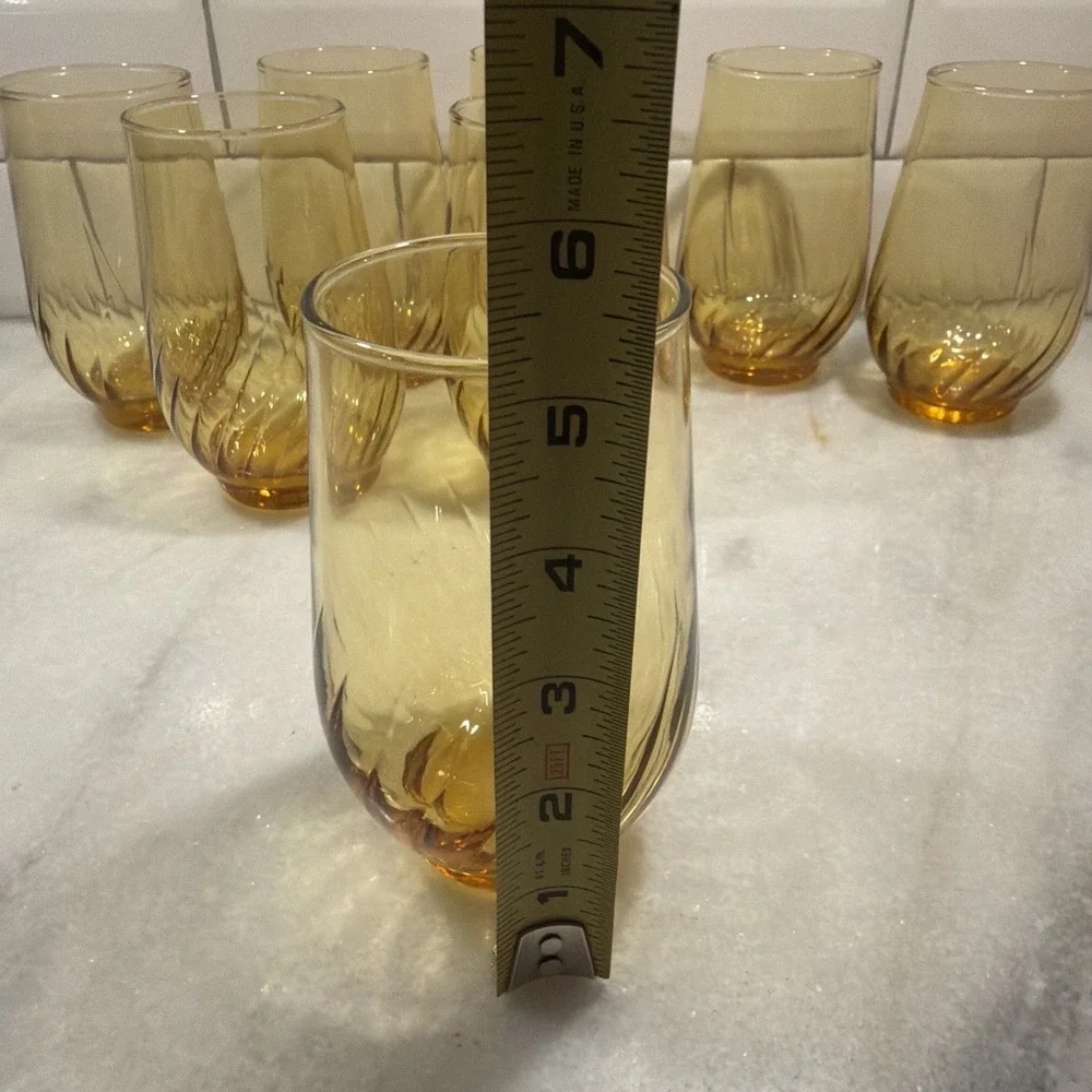 Set Of 8 Vintage Golden Swirl Anchor Hocking Water/tea Glasses OLA009